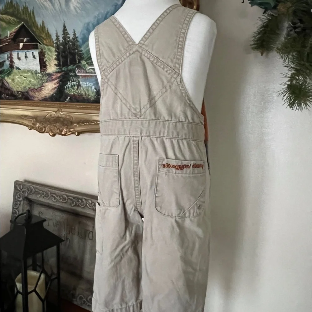 Khaki Sailboat Overalls 6-12 Months